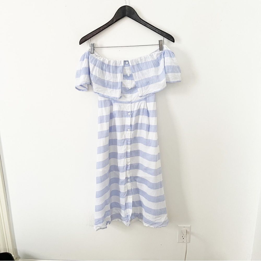 Lulus Blue White Striped Off Shoulder Mini Dress XS Summer - Picture 9 of 16